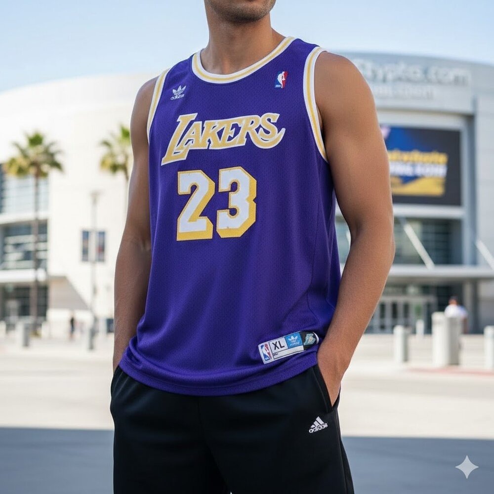 Lebron James Los Angeles Lakers Retro Throwback Hardwood Classics Jersey, XLT